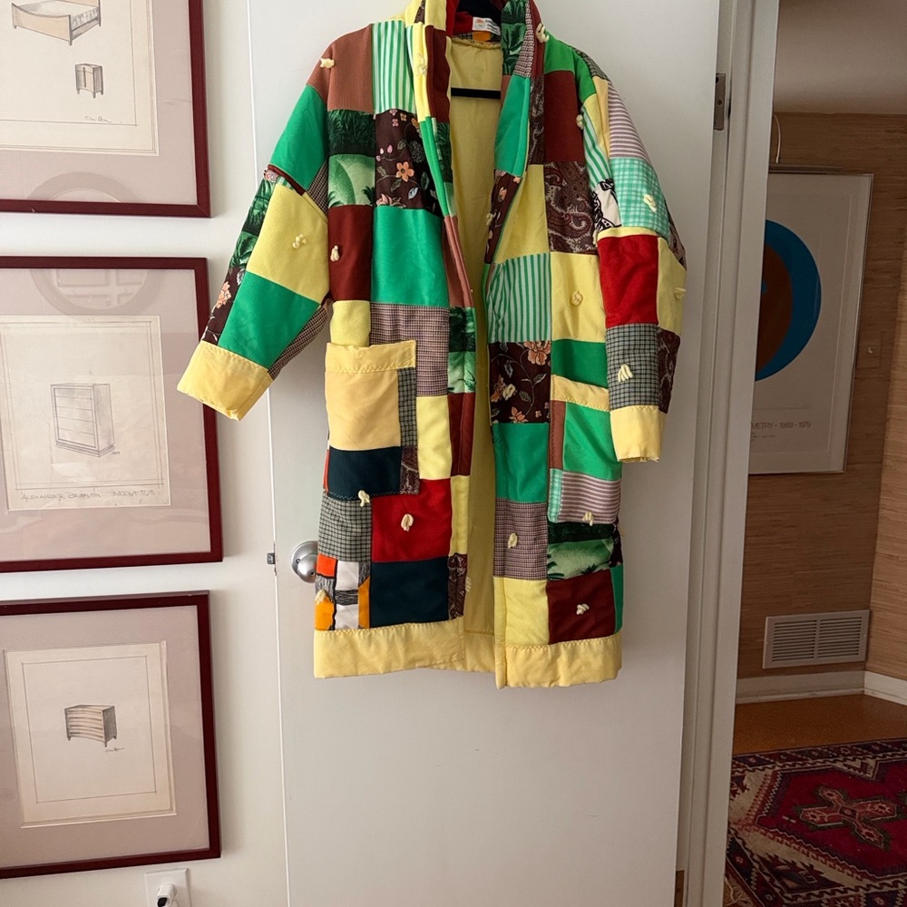 Colorful Patchwork quilted blanket jacket - image 9